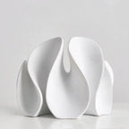 Architectural Bloom Wave Sculpture for Statement Home Decor White