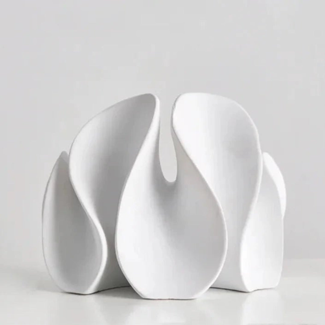 Architectural Bloom Wave Sculpture for Statement Home Decor White