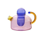 Minimalist Heat Resistant Glass Tea Set for Modern Kitchens Pink Kettle