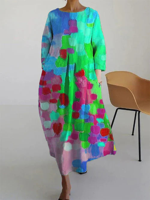 Women’s Floral Maxi Dress – Relaxed Summer Dress Blue