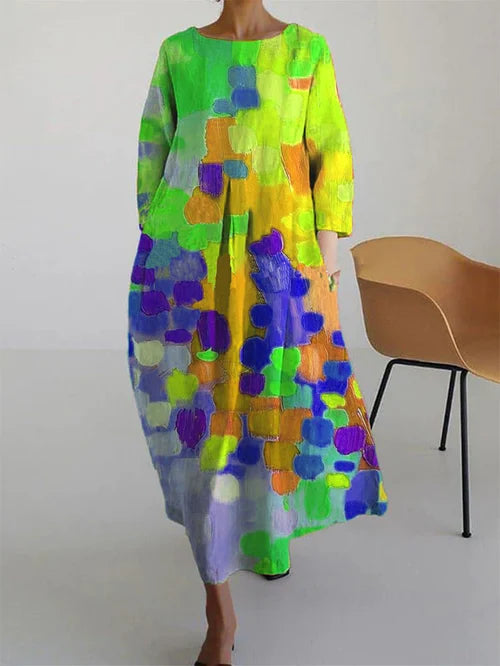 Women’s Floral Maxi Dress – Relaxed Summer Dress Yellow