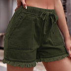 Women’s Fashionable Denim Shorts for Everyday Comfort Army Green