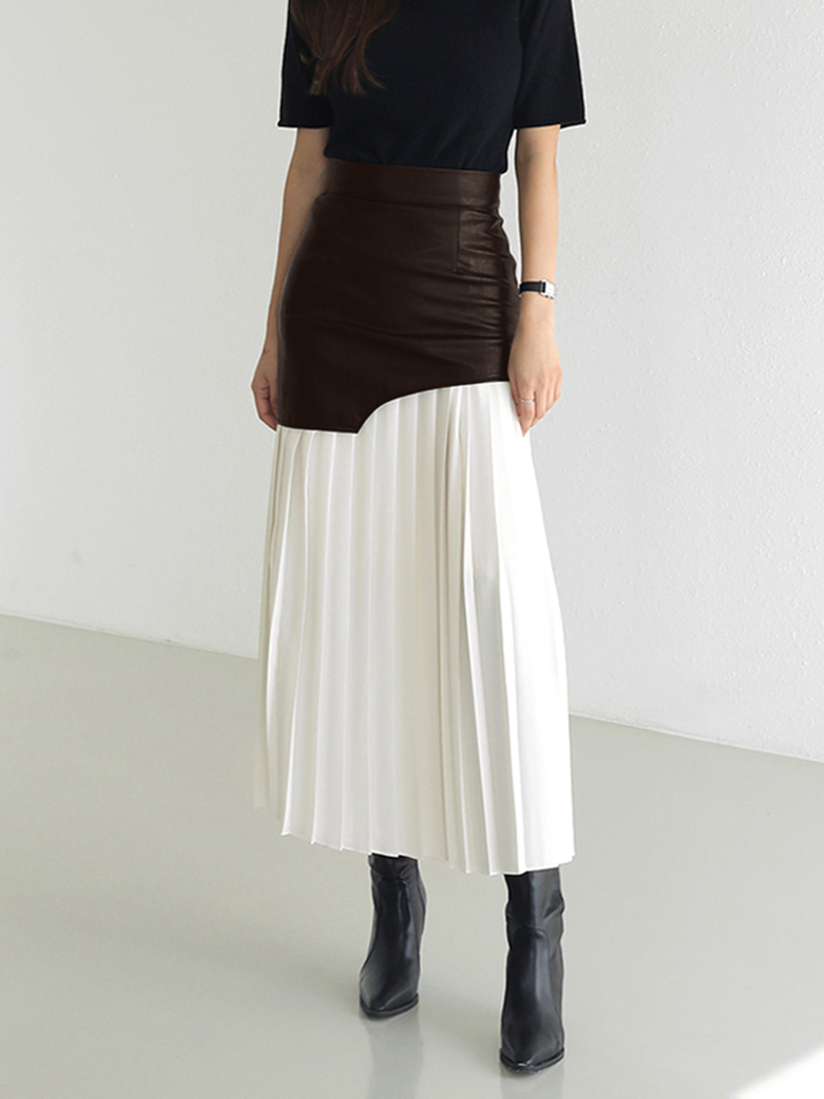 Women’s Elegant Asymmetrical Midi Skirt – Stylish Summer Look Dark Brown
