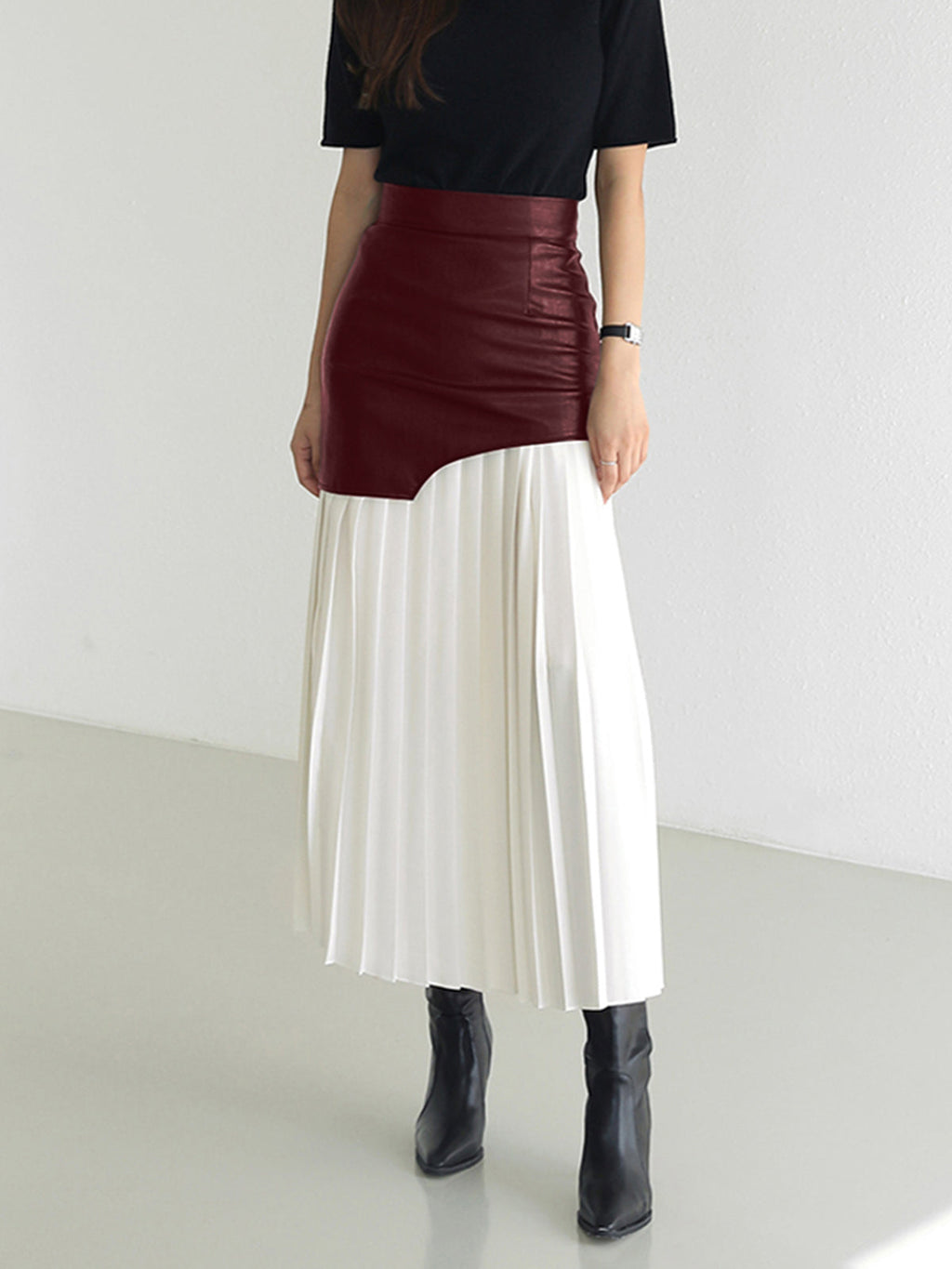 Women’s Elegant Asymmetrical Midi Skirt – Stylish Summer Look Burgundy
