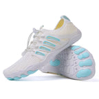 Men’s Lightweight Breathable Barefoot Walking Shoes for Summer White Blue