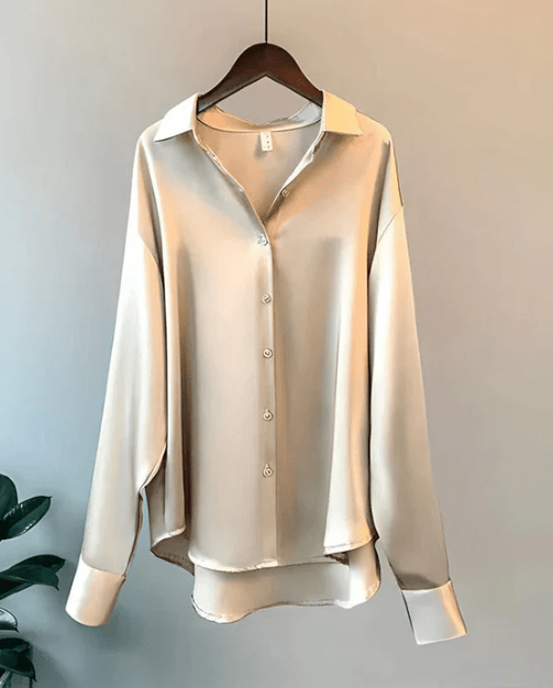 Women’s Classic Button Down Elegant Blouse for Summer Styling Beige