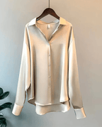 Women’s Classic Button Down Elegant Blouse for Summer Styling Beige