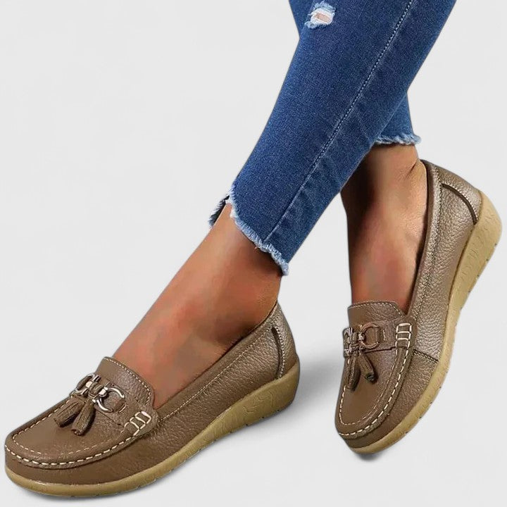 Women’s Casual Slip-On Loafers with Decorative Detail Brown