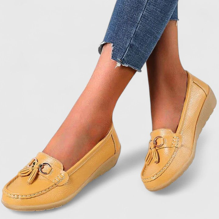 Women’s Casual Slip-On Loafers with Decorative Detail Yellow