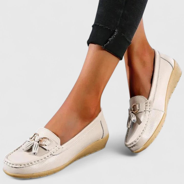 Women’s Casual Slip-On Loafers with Decorative Detail Khaki