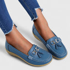 Women’s Casual Slip-On Loafers with Decorative Detail Light Blue