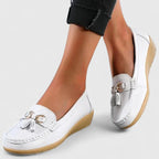Women’s Casual Slip-On Loafers with Decorative Detail White