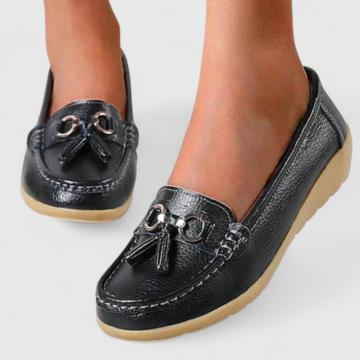 Women’s Casual Slip-On Loafers with Decorative Detail Black