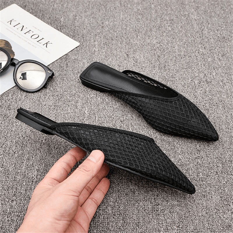 Women’s Elegant Flat Mules with Mesh Pattern