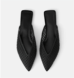 Women’s Elegant Flat Mules with Mesh Pattern Black