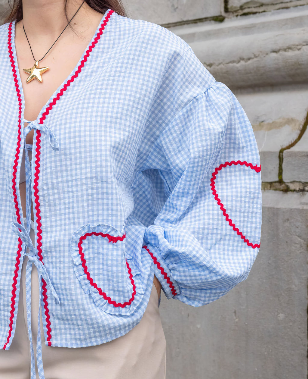 Women’s Romantic Heart Blouse with Ruffle Details