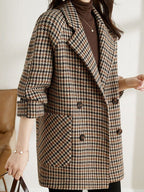 Women’s Polished Check Blazer Jacket for Smart Casual Styling