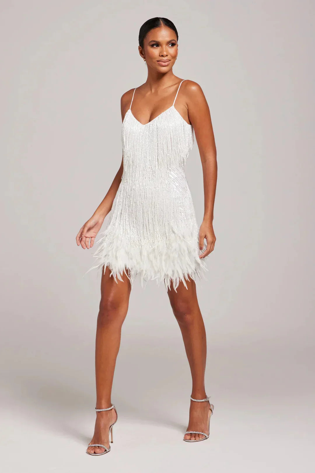 Women’s Chic Mini Dress with Feather Hem