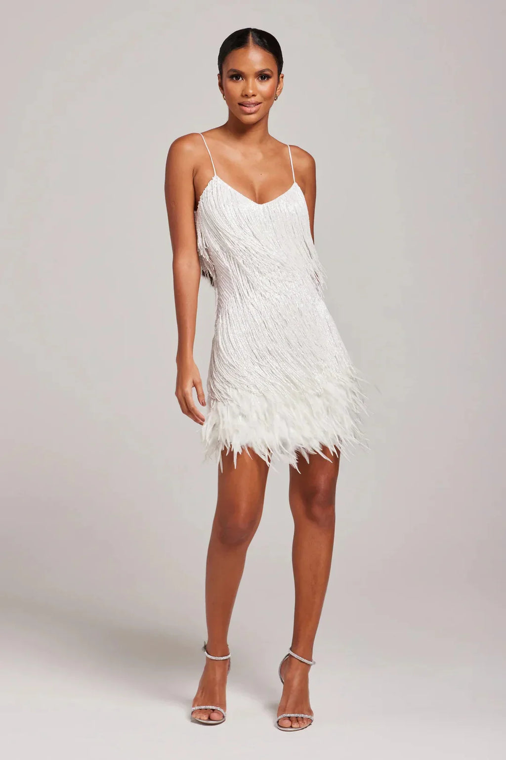 Women’s Chic Mini Dress with Feather Hem