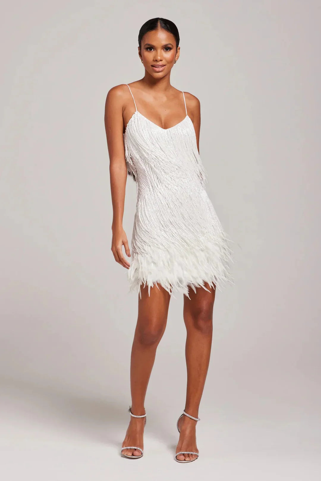 Women’s Chic Mini Dress with Feather Hem