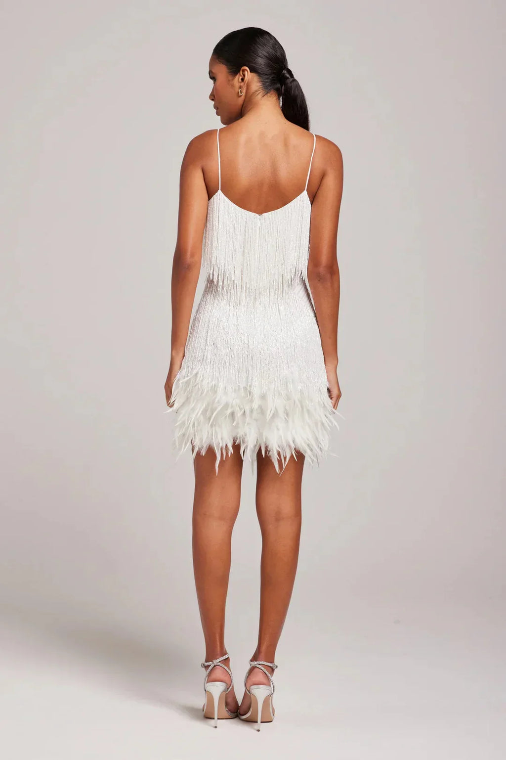 Women’s Chic Mini Dress with Feather Hem