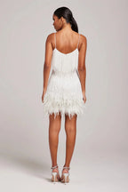 Women’s Chic Mini Dress with Feather Hem