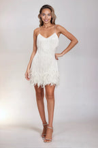 Women’s Chic Mini Dress with Feather Hem