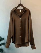 Women’s Classic Button Down Elegant Blouse for Summer Styling Brown