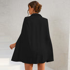 Women’s Cape Blazer Mini Dress with Gold Buttons