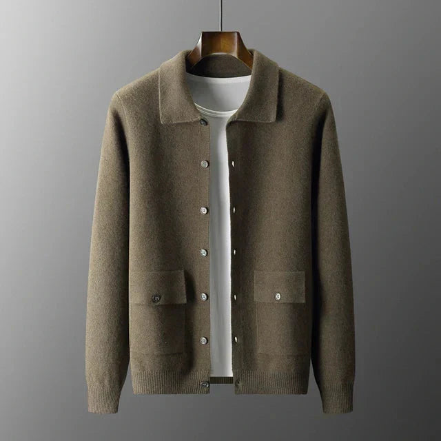 Men’s Classic Button-Down Sweater Cardigan with Pockets Green