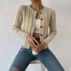 Women’s Cozy Button-Front Cable Knit Cardigan Apricot