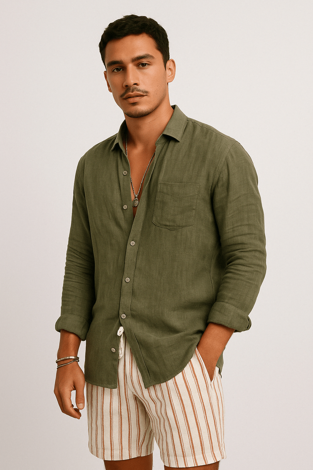 Men’s Lightweight Relaxed Fit Casual Wear Shirt Green