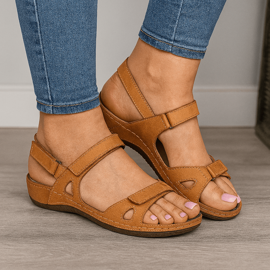 Women’s Comfortable Open Toe Walking Sandals for Spring and Summer Beige