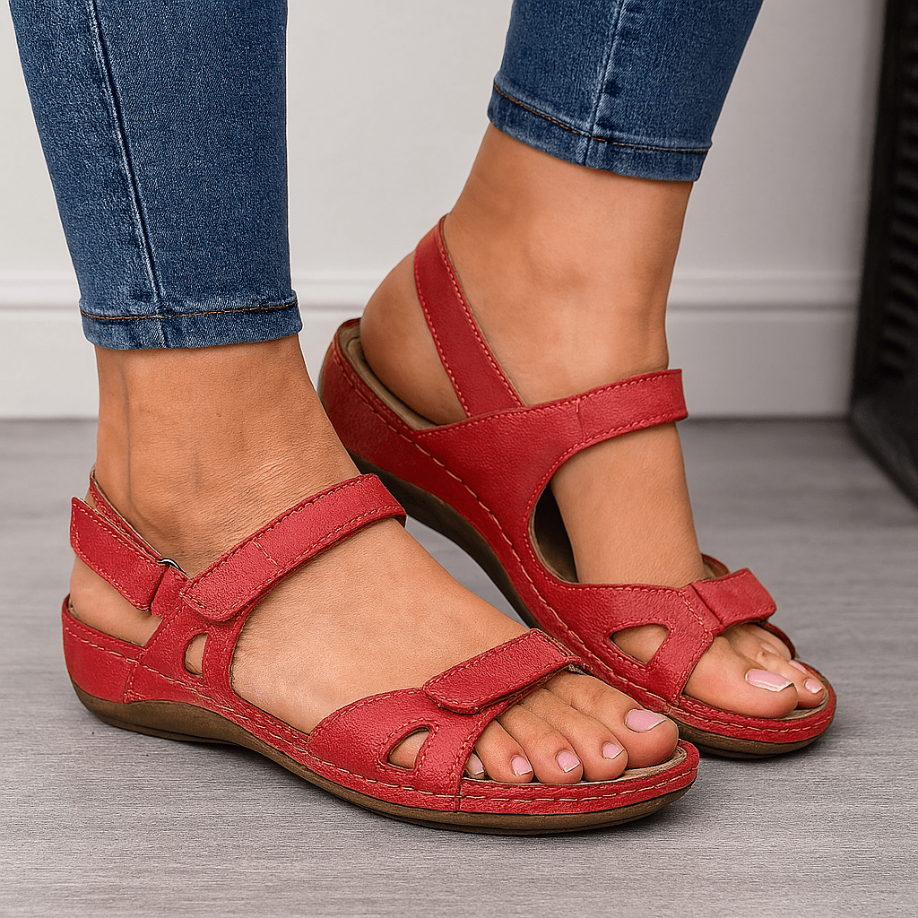 Women’s Comfortable Open Toe Walking Sandals for Spring and Summer Red