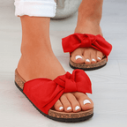 Women’s Elegant Bow Slip On Sandals for Spring and Summer Red