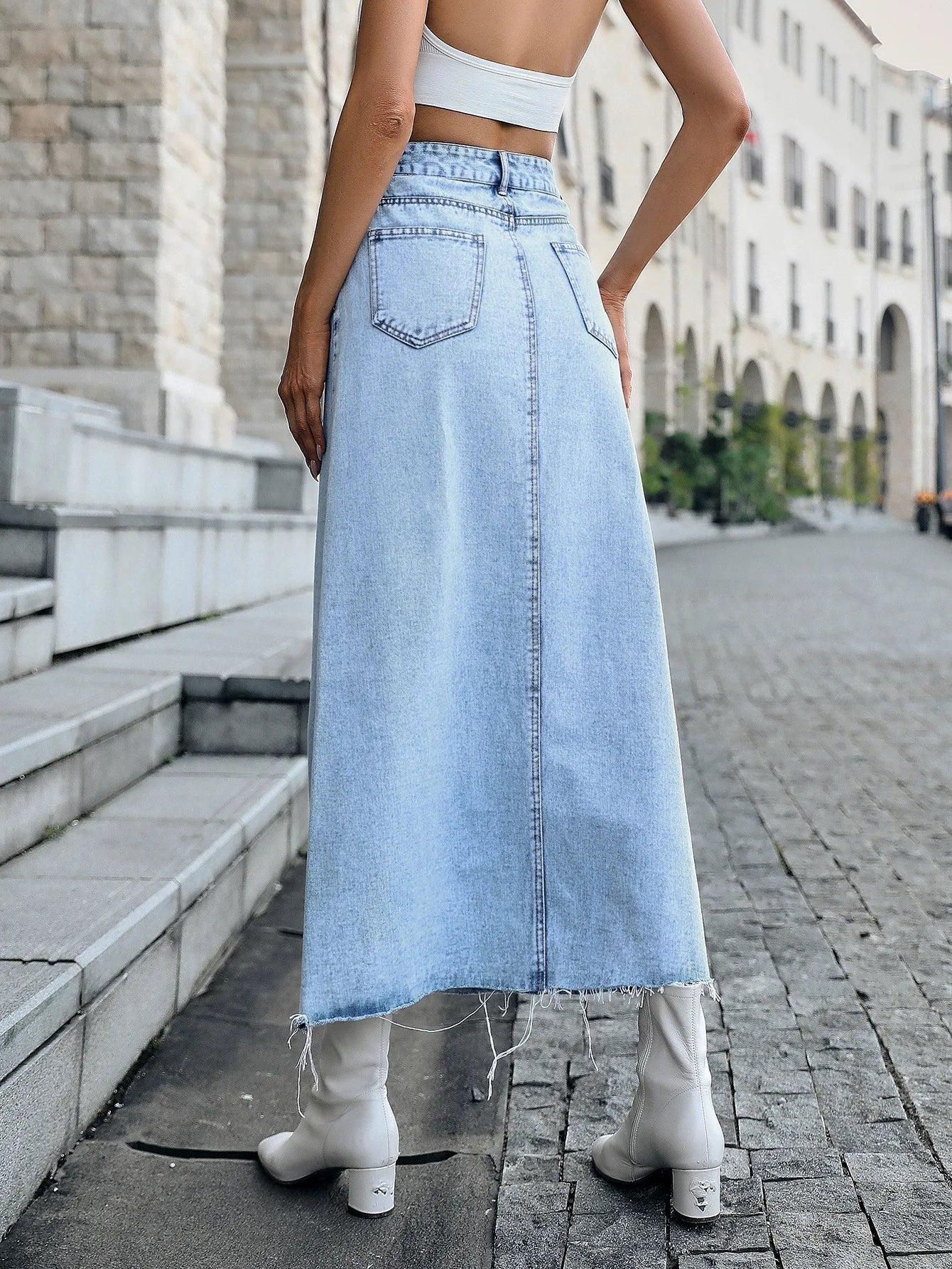 Women’s Chic Long Denim Skirt