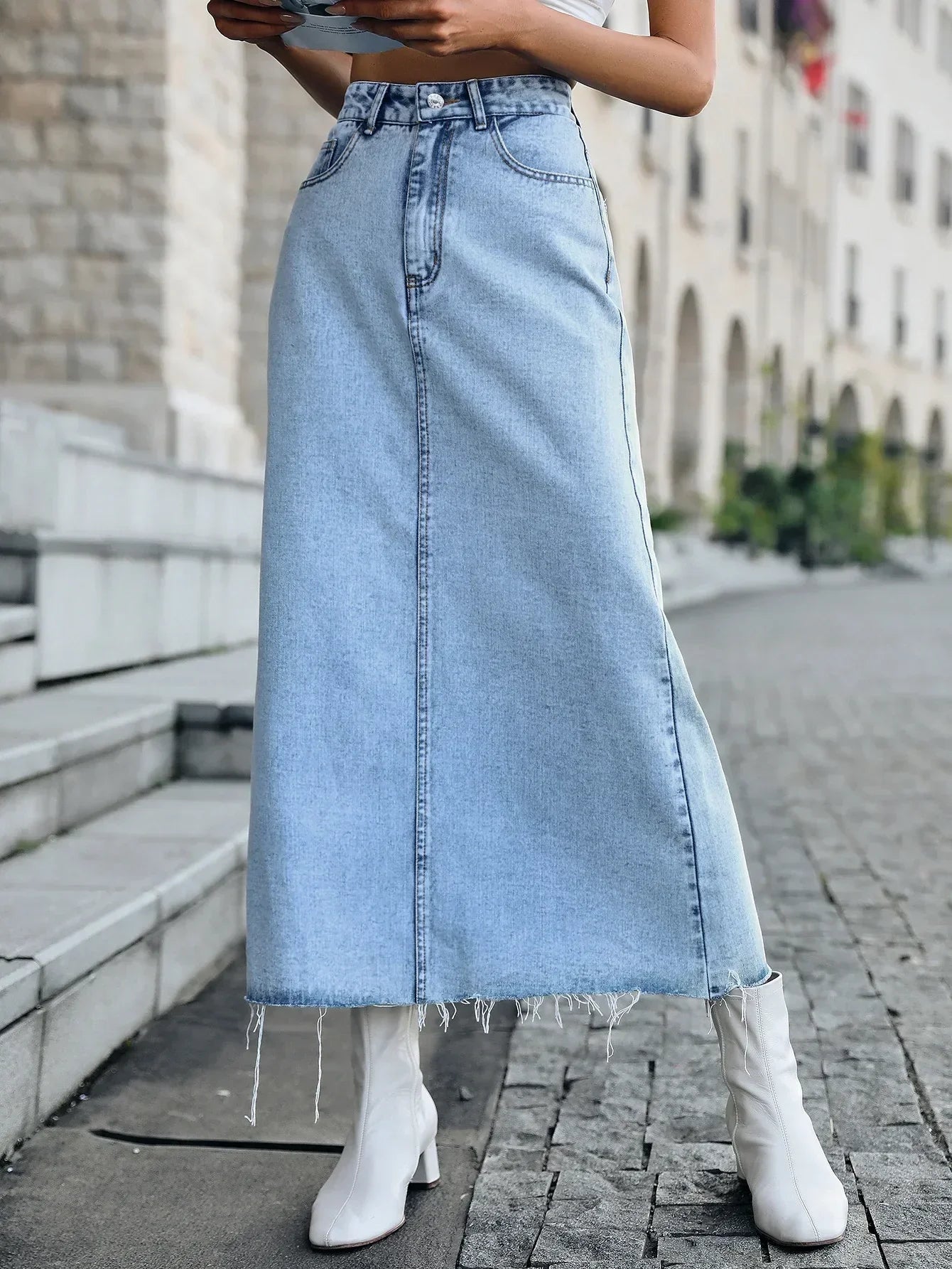 Women’s Chic Long Denim Skirt