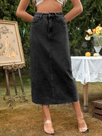 Women’s Chic Long Denim Skirt Black