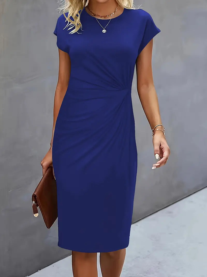 Women’s Timeless Midi Dress with Elegant Silhouette Navy Blue