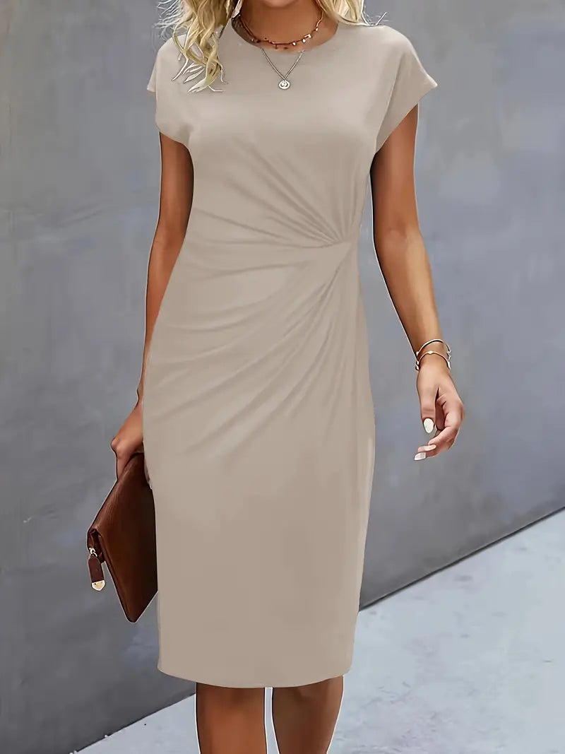 Women’s Timeless Midi Dress with Elegant Silhouette Beige