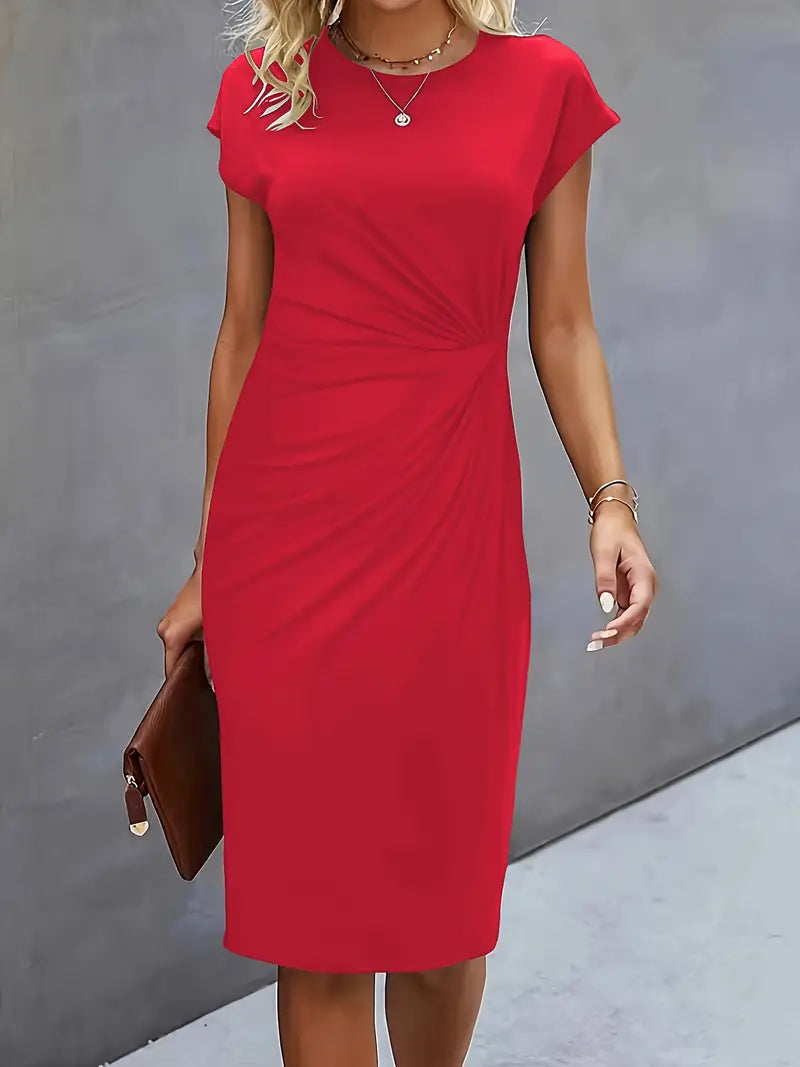 Women’s Timeless Midi Dress with Elegant Silhouette Red