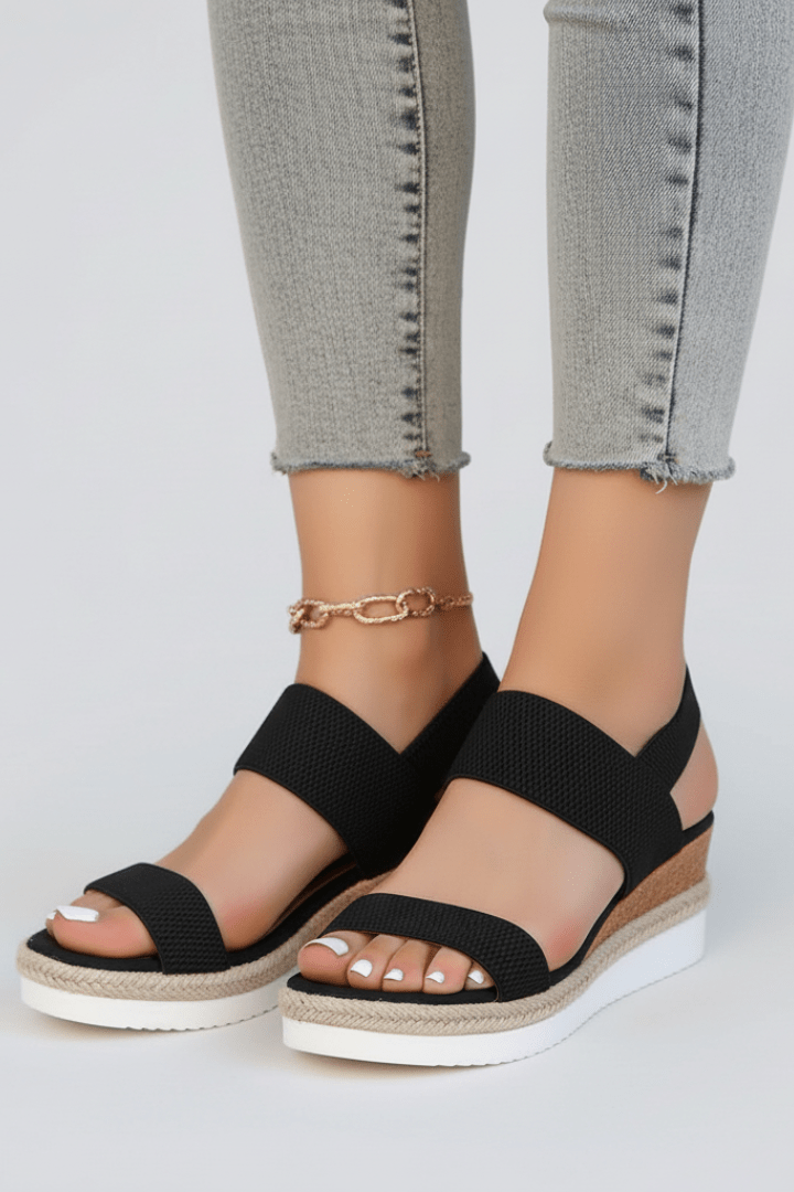 Women’s Modern Raised Sole Stretch Fit Sandals for Summer Black