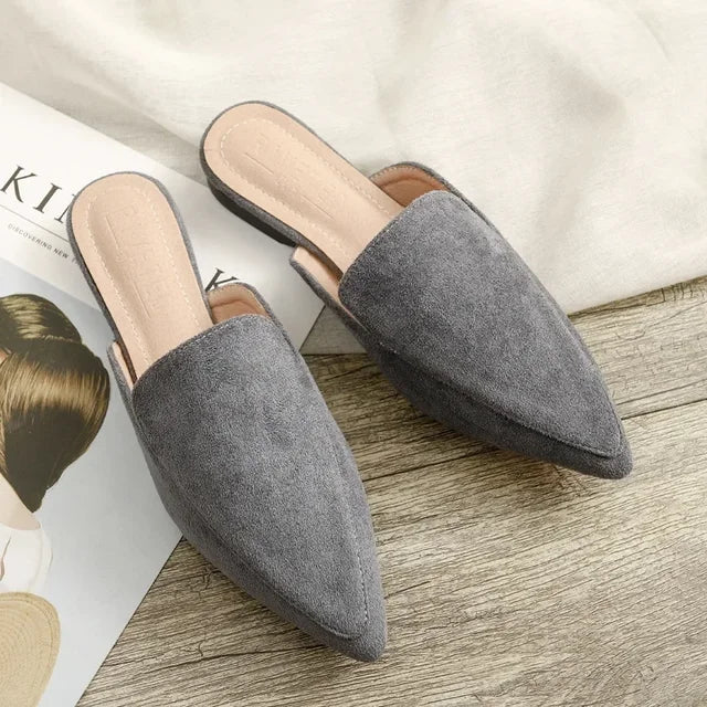 Women’s Elegant Suede Mules with Pointed Toe