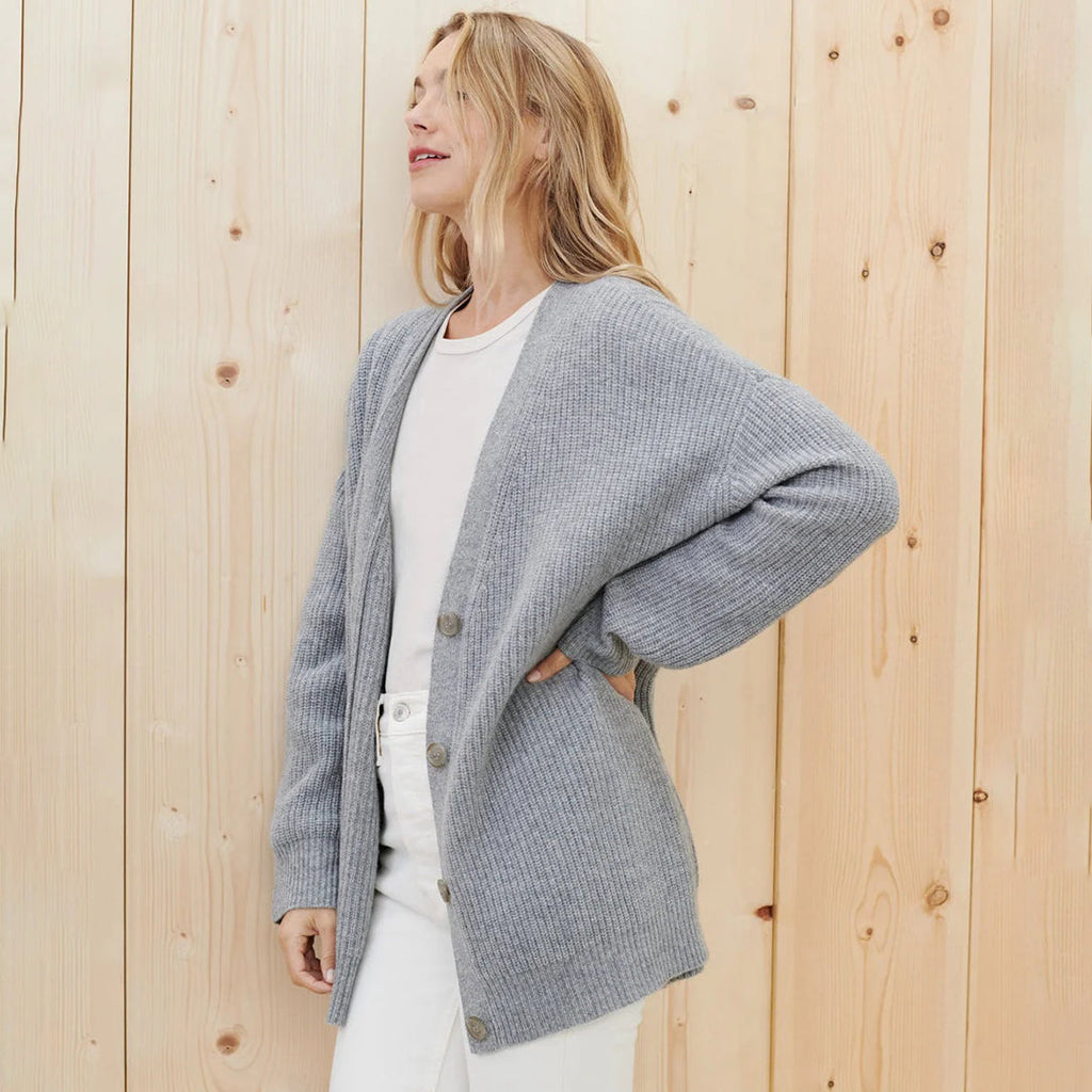 Women’s Classic Knit Button Cardigan for Everyday Layering Heather Grey