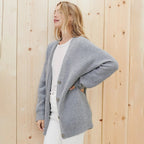 Women’s Classic Knit Button Cardigan for Everyday Layering Heather Grey