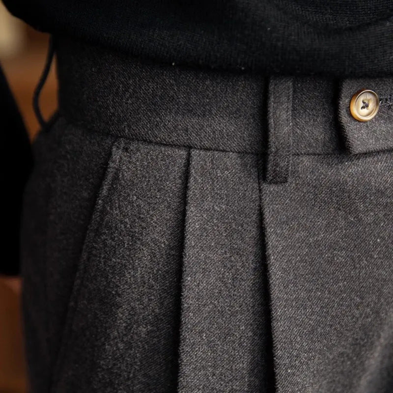 Men’s High Waisted Pleated Straight Trousers for Summer Styling