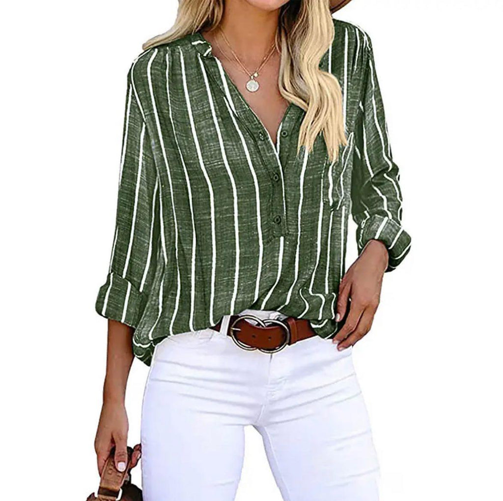 Women’s Relaxed Striped Casual Blouse for Summer Style