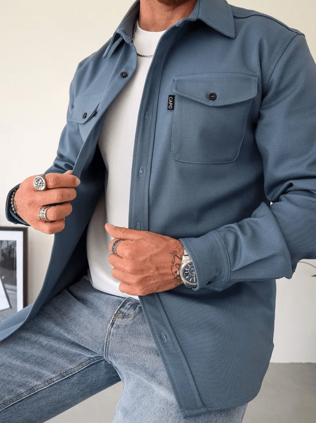 Men’s Modern Elegant Dress Shirt Blue