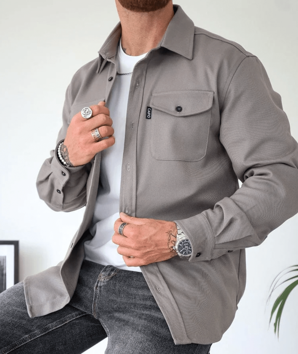 Men’s Modern Elegant Dress Shirt Gray