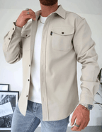 Men’s Modern Elegant Dress Shirt Light Beige